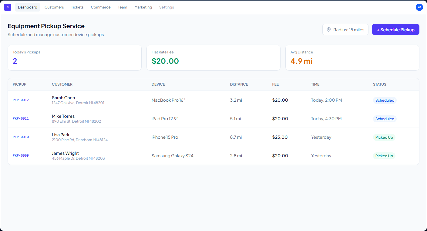 Equipment Pickup Service — screenshot 1