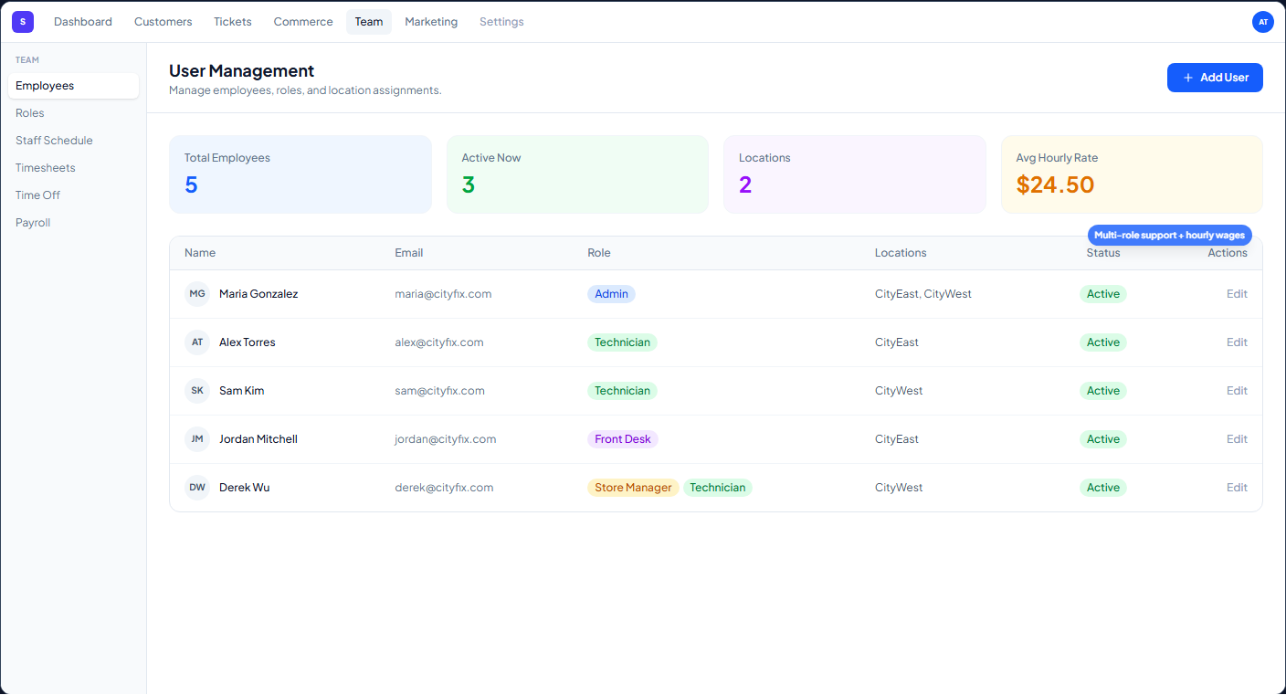 Staff Management — screenshot 1